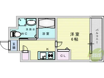 LIVECASA上新庄(1K/5階)の間取り写真