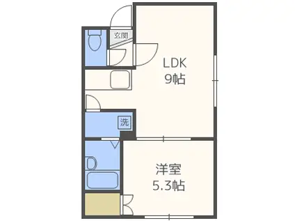 5・3ビル(1LDK/2階)の間取り写真