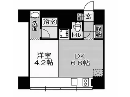 北浜コンソール(1DK/8階)の間取り写真