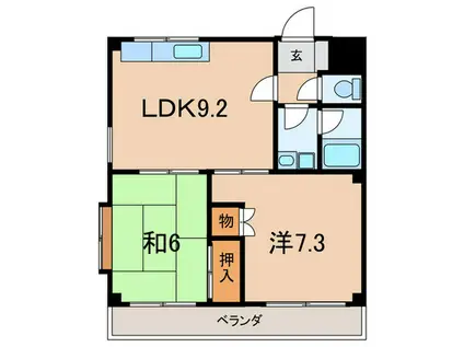 ラヴェール六甲(2LDK/1階)の間取り写真