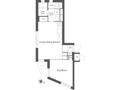 ASTILE西新宿(1LDK/4階)の間取り写真