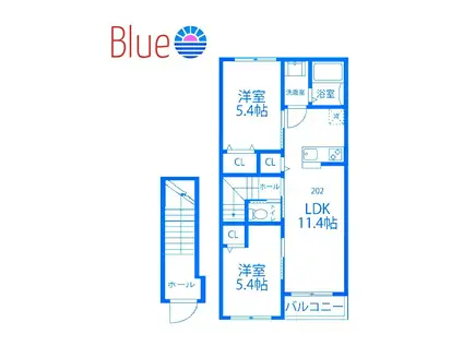 グレース湘南(2LDK/2階)の間取り写真