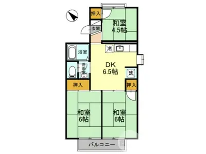 サントス泉ヶ丘(3DK/1階)の間取り写真