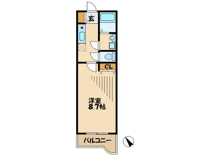 チェリーコートつつじヶ丘(1K/1階)の間取り写真