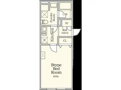 AGRACES北新宿II(1K/1階)の間取り写真