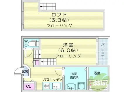 LE CHOCOLAT(1K/2階)の間取り写真