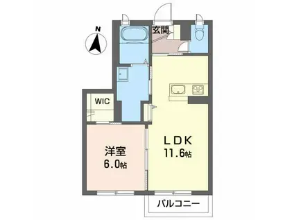 ベレオガーデンズ久留米II(1LDK/2階)の間取り写真