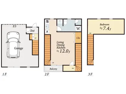 UN VILLA八王子(1LDK/1階)の間取り写真