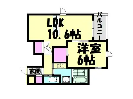 ロングウッド綾園(1LDK/4階)の間取り写真