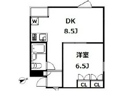 カメリア調布(1DK/1階)の間取り写真