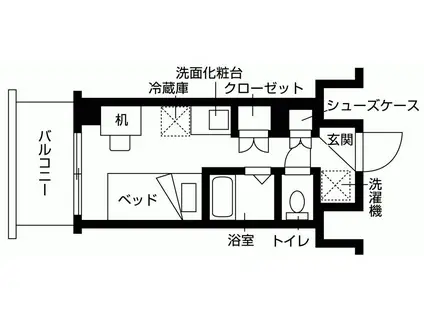 レジディア浦安III(ワンルーム/1階)の間取り写真
