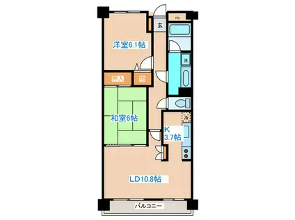 アジエステート大通西プラザ(2LDK/10階)の間取り写真