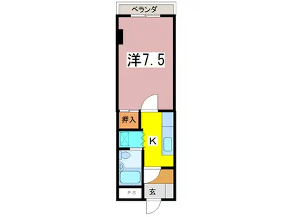 サンシャイン糺(1K/3階)の間取り写真