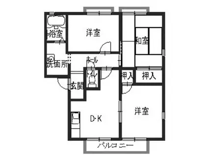 ヴィラコート壱番館B棟(3DK/2階)の間取り写真