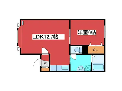 ピュア5・2(1LDK/3階)の間取り写真