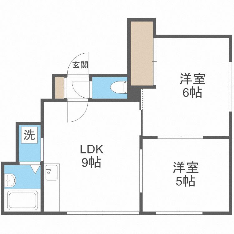遠藤ハイツ(2DK/2階)の間取り写真