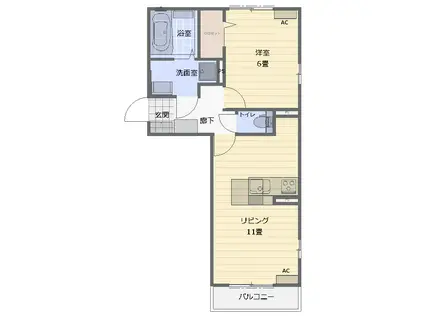 グラン シャトー 駅東(1LDK/3階)の間取り写真