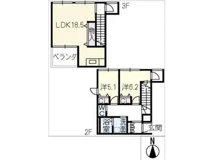 CALM SEIS(2LDK/3階)の間取り写真