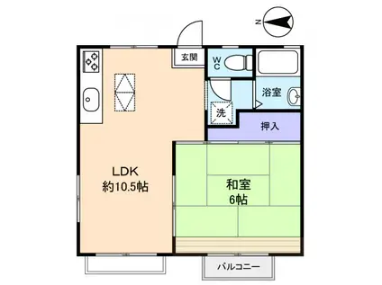 ハイツユーカリ(1LDK/1階)の間取り写真