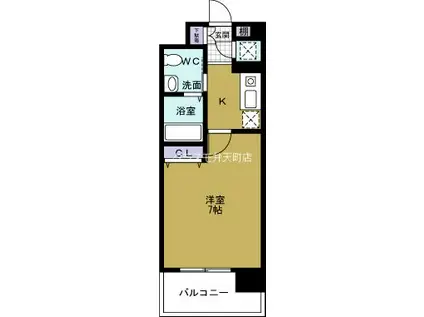 エスリード弁天町パークプレイス(1K/2階)の間取り写真