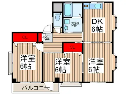 パインコート(3DK/2階)の間取り写真