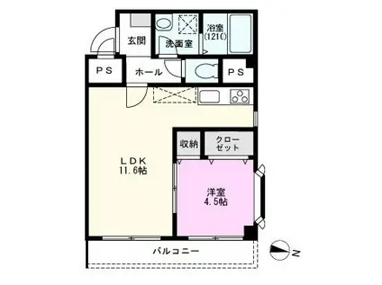 リ・グランデ南越谷(1LDK/2階)の間取り写真