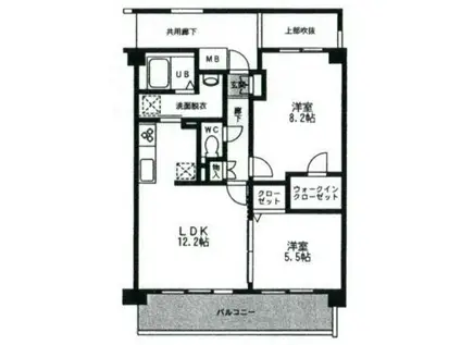 ティアヴェール(2LDK/2階)の間取り写真
