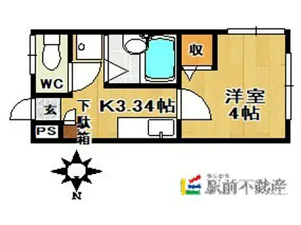 フレッシュハイツ小森(1K/2階)の間取り写真