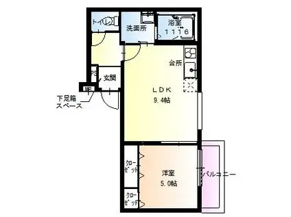 フジパレス浜寺石津Ⅲ(1LDK/2階)の間取り写真