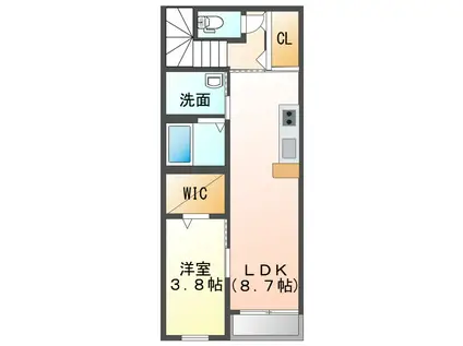 LEAD東仙台(1LDK/2階)の間取り写真