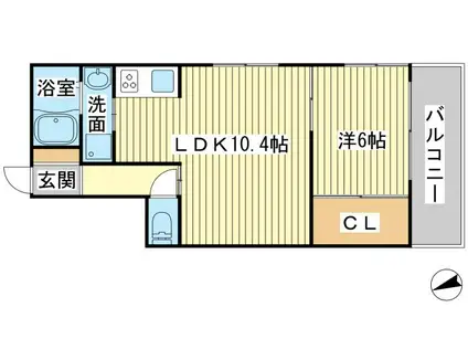 コーポ有本(1LDK/2階)の間取り写真