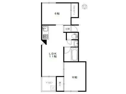 アカネマンション(2LDK/1階)の間取り写真