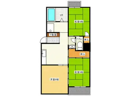 グリーンハイツ春日井(2LDK/3階)の間取り写真