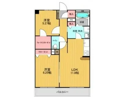 サンパーシモン(2LDK/4階)の間取り写真