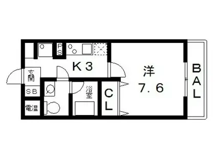 ベストレジデンス八尾(1K/3階)の間取り写真