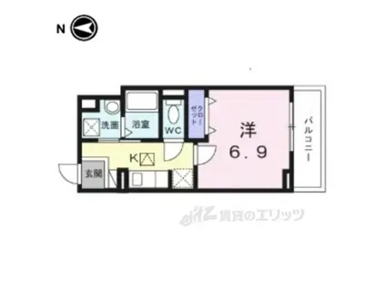 ヒカルサ京都大宮中林Ⅰ(1K/1階)の間取り写真