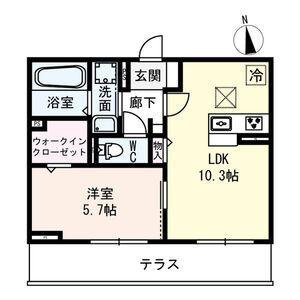 D-ROOM名駅B棟(1LDK/2階)の間取り写真