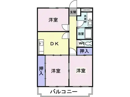 大県マンションII(3DK/1階)の間取り写真