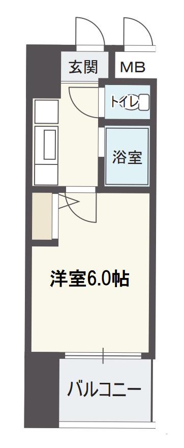HOPECITY天神橋(1K/2階)の間取り写真