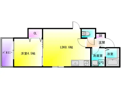 D PORTA AVENUE(1LDK/3階)の間取り写真