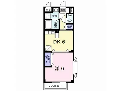 サンライフ徳力(1DK/2階)の間取り写真