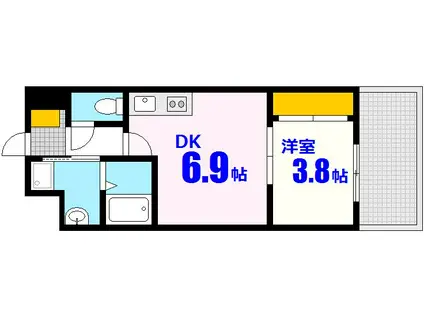 MOKA ESTA(1DK/3階)の間取り写真