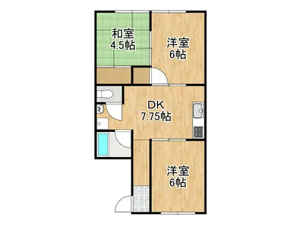 メゾン虫明(3DK/2階)の間取り写真