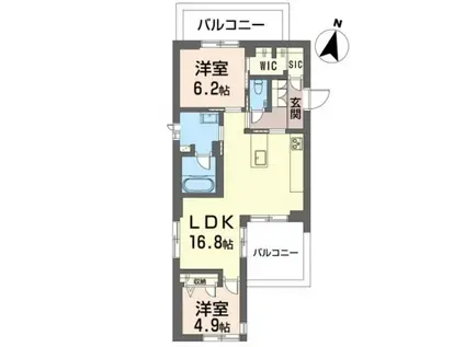 アロン・ド・赤堤(2LDK/4階)の間取り写真