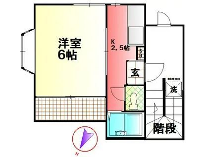 MUハイム陽輪台(1K/2階)の間取り写真