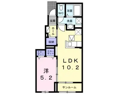 ソルフィオーレ(1LDK/1階)の間取り写真