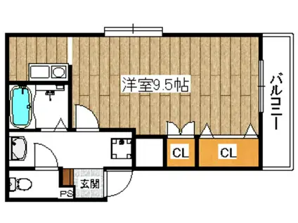 ヤマキタコーポ柳川(1K/3階)の間取り写真