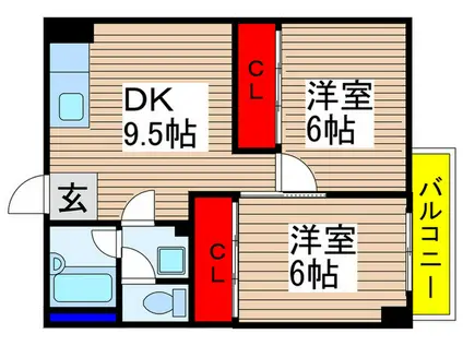 ホワイトコート八千代台(2DK/3階)の間取り写真