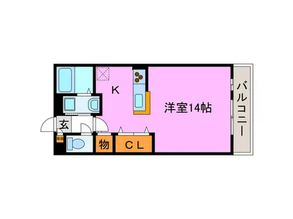 夢咲きの里G棟(ワンルーム/1階)の間取り写真