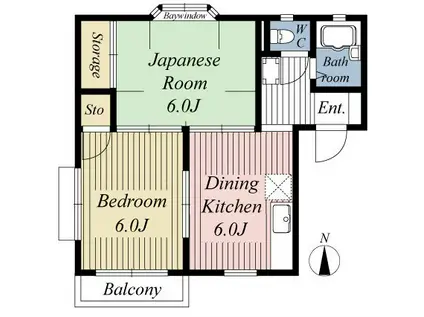  シルバーバレーレジデンス(2DK/1階)の間取り写真
